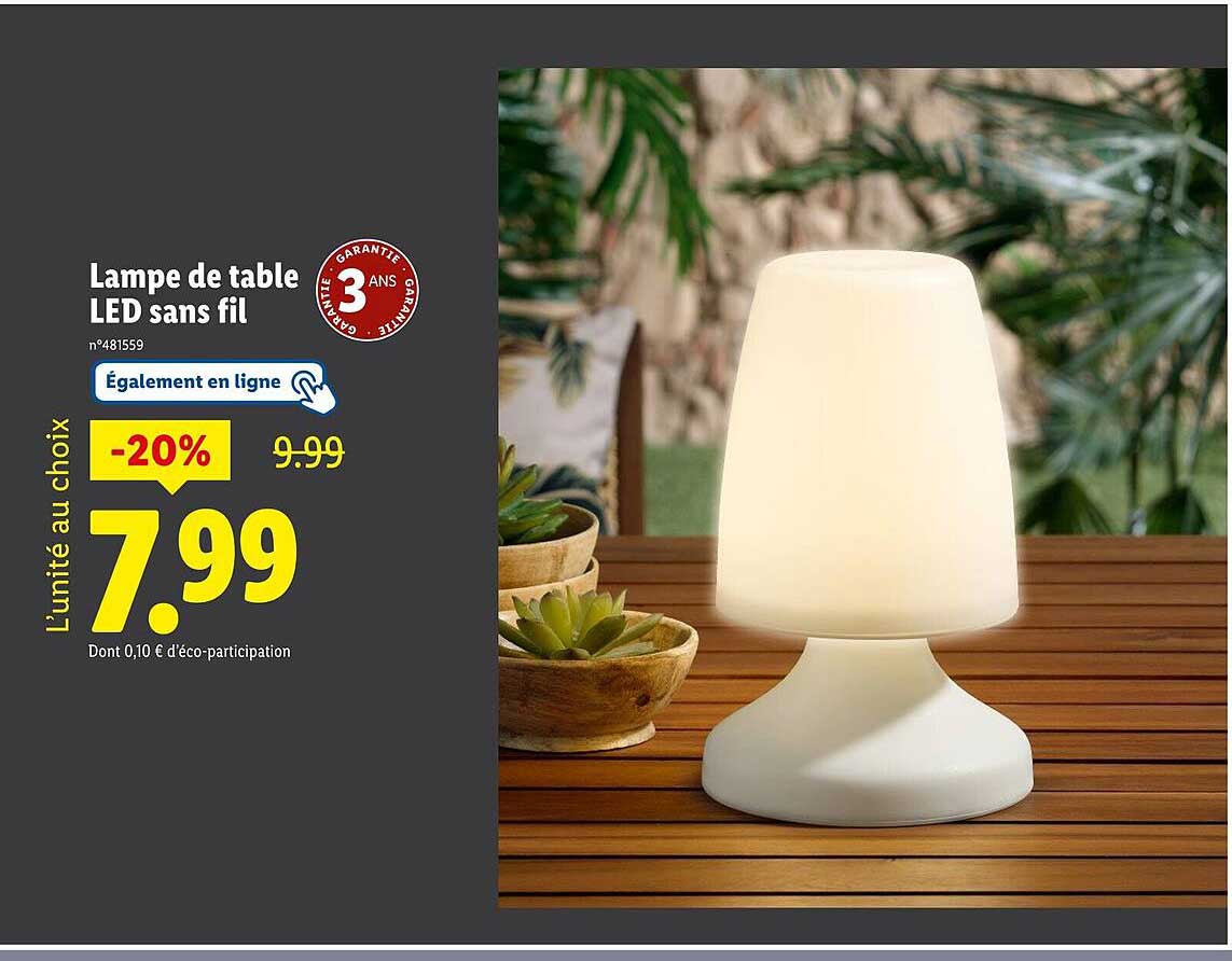 Lampe de table LED sans fil