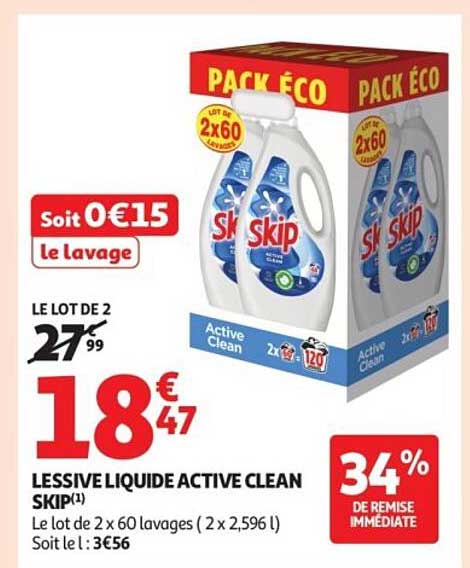 LESSIVE LIQUIDE ACTIVE CLEAN SKIP