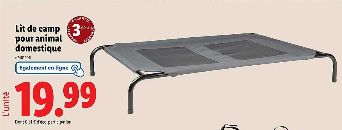 Lit de camp pour animal domestique