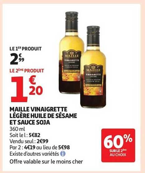 MAILLE VINAIGRETTE LÉGÈRE HUILE DE SÉSAME ET SAUCE SOJA