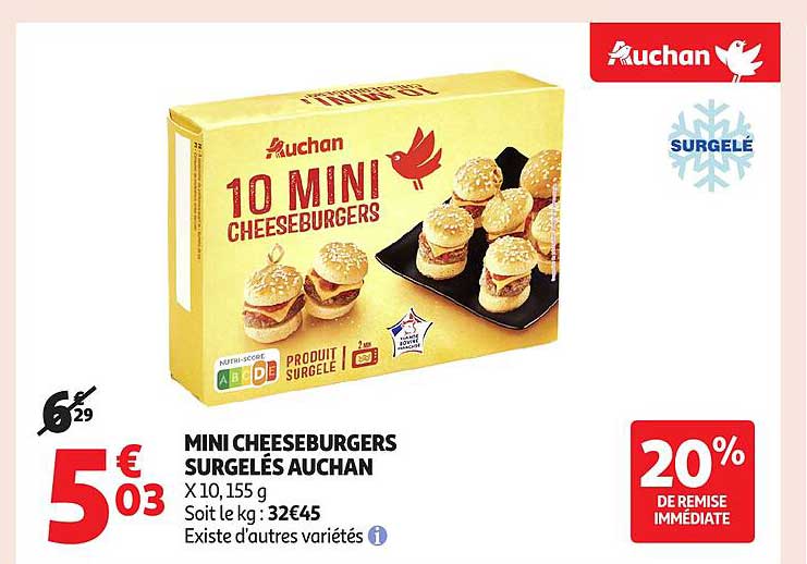 MINI CHEESEBURGERS SURGELÉS AUCHAN