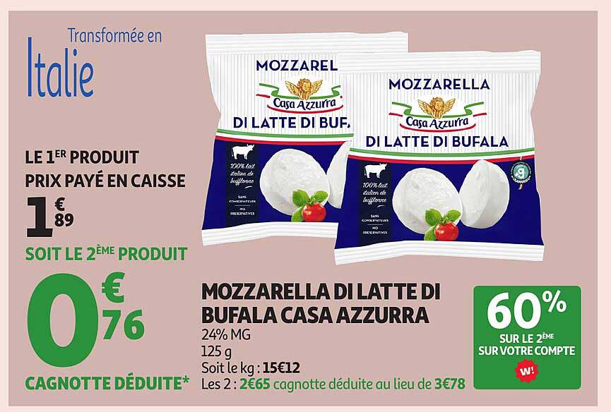 MOZZARELLA DI LATTE DI BUFALA CASA AZZURRA