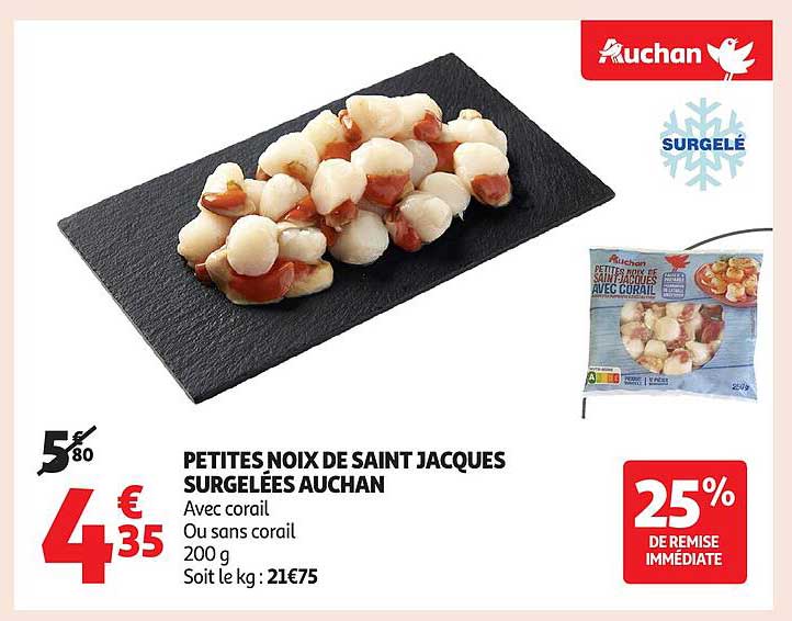 PETITES NOIX DE SAINT JACQUES SURGELÉES AUCHAN