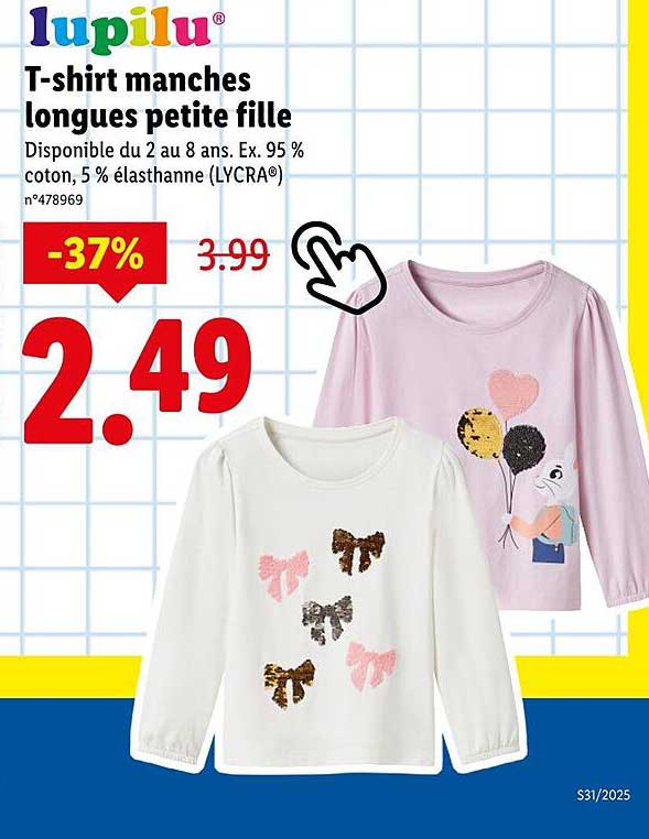 T-shirt manches longues petite fille