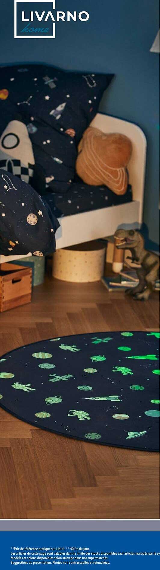 Tapis décoratif rond avec motifs spatiaux