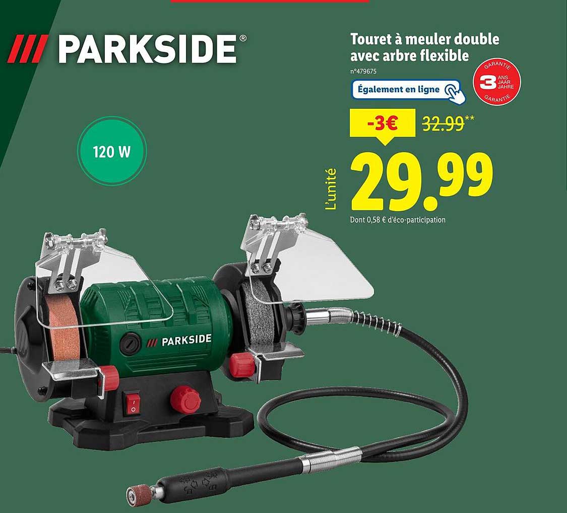Touret à meuler double avec arbre flexible