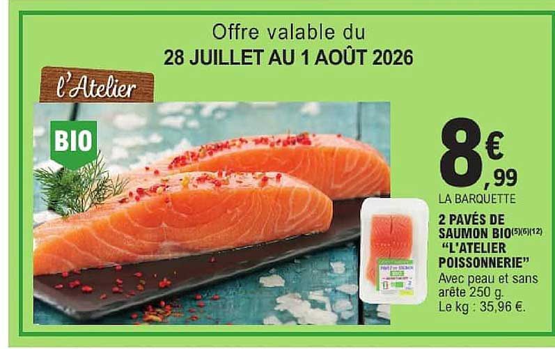 2 pavés de saumon BIO L'Atelier Poissonnerie