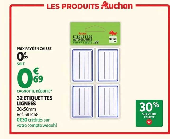 32 ÉTIQUETTES LIGNES 36x56mm Réf. 581468