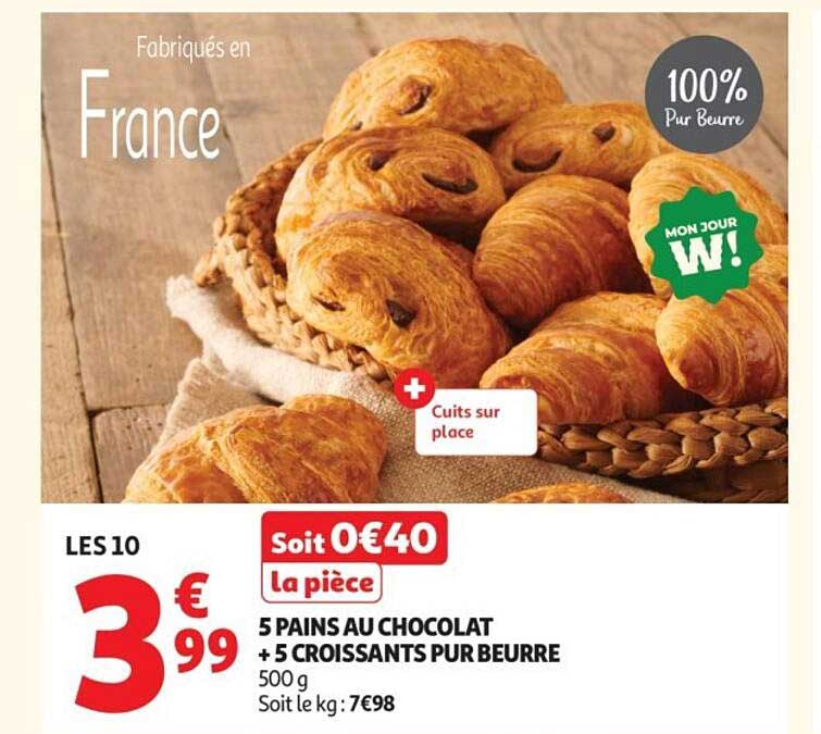 5 PAINS AU CHOCOLAT + 5 CROISSANTS PUR BEURRE