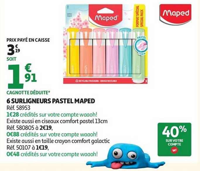 6 SURLIGNEURS PASTEL MAPED