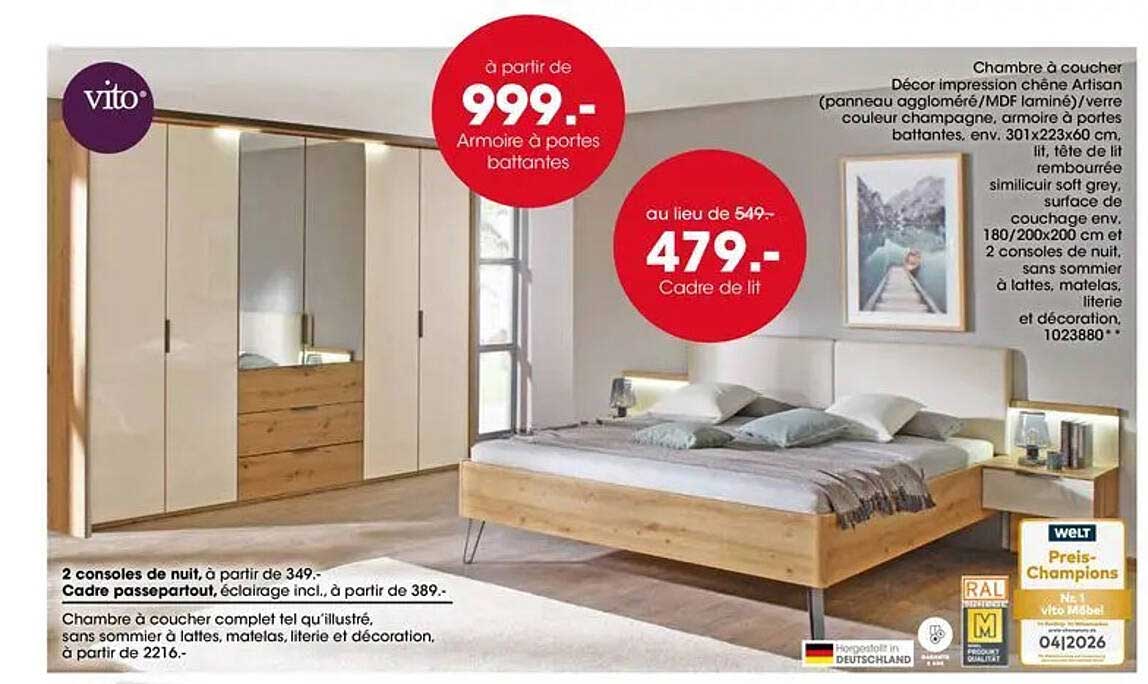 à partir de 999.- Armoire à portes battantes