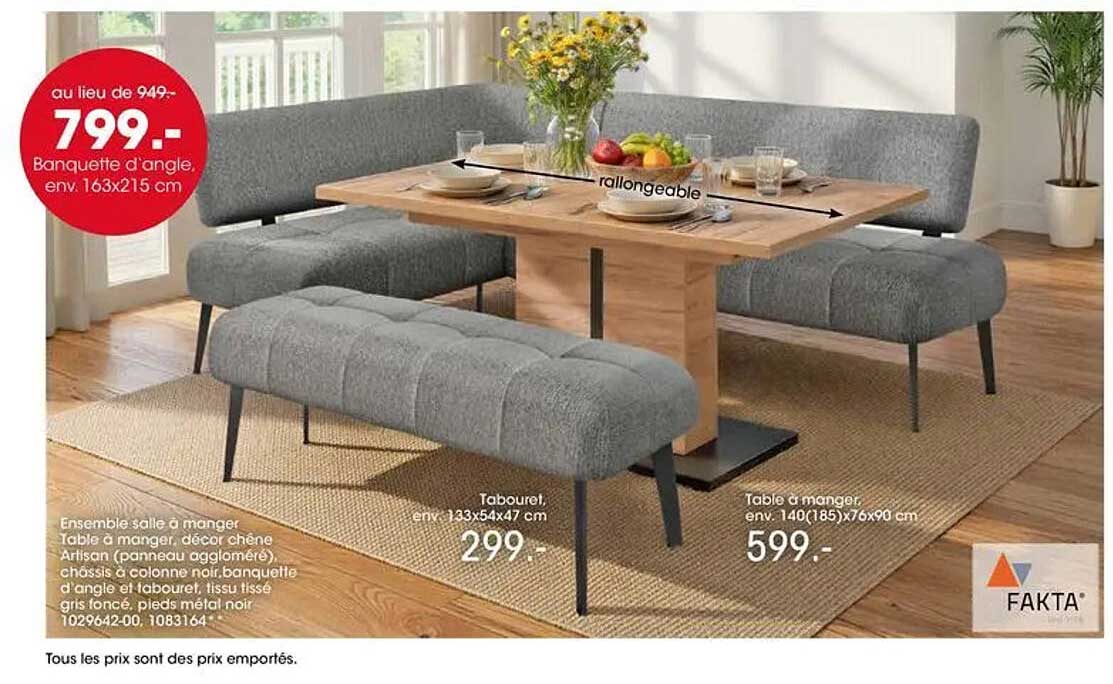 Banquette d’angle, env. 163x215 cm