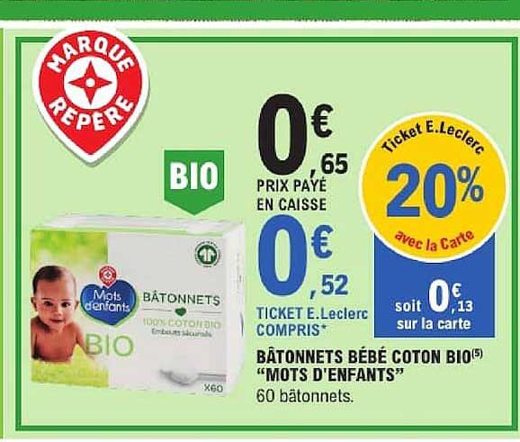 BÂTONNETS BÉBÉ COTON BIO “MOTS D’ENFANTS”
