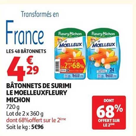 BÂTONNETS DE SURIMI LE MOELLEUX FLEURY MICHON