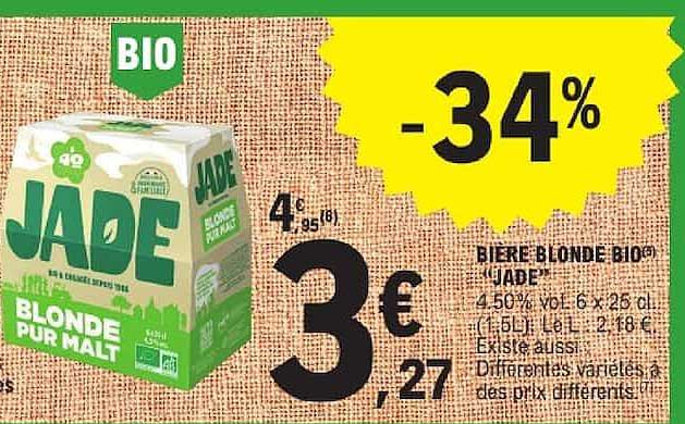 BIERE BLONDE BIO JADE