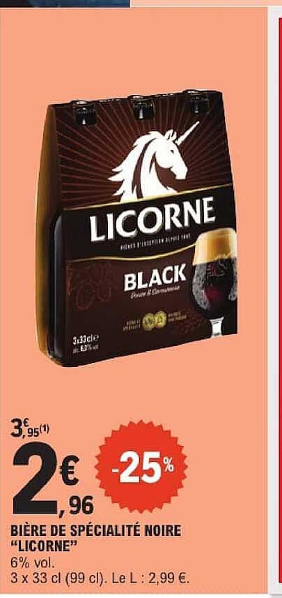 BIÈRE DE SPÉCIALITÉ NOIRE “LICORNE”