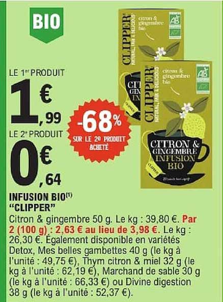 BIO INFUSION BIO "CLIPPER" Citron & gingembre 50 g