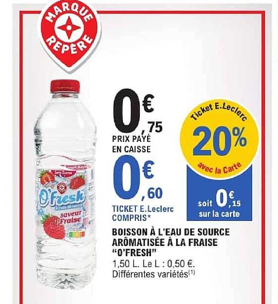 BOISSON À L'EAU DE SOURCE AROMATISÉE À LA FRAISE “O'FRESH”
