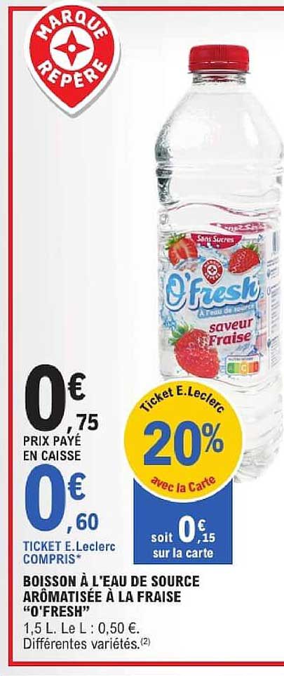 BOISSON À L'EAU DE SOURCE ARÔMISÉE À LA FRAISE “O’FRESH”