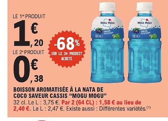 BOISSON AROMATISÉE À LA NATA DE COCO SAVEUR CASSIS “MOGU MOGU”