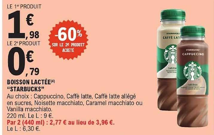 BOISSON LACTÉE(4) “STARBUCKS”
