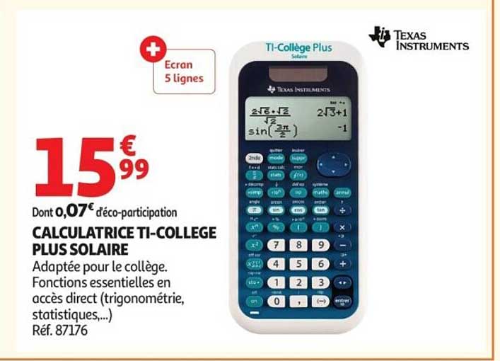CALCULATRICE TI-COLLEGE PLUS SOLAIRE