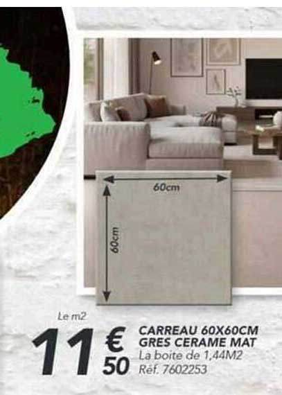 CARREAU 60X60CM GRES CERAME MAT