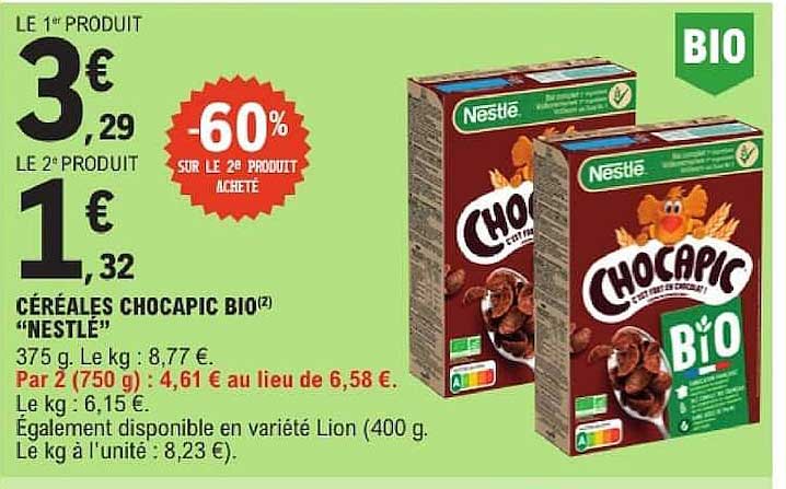 CÉRÉALES CHOCAPIC BIO «NESTLÉ»