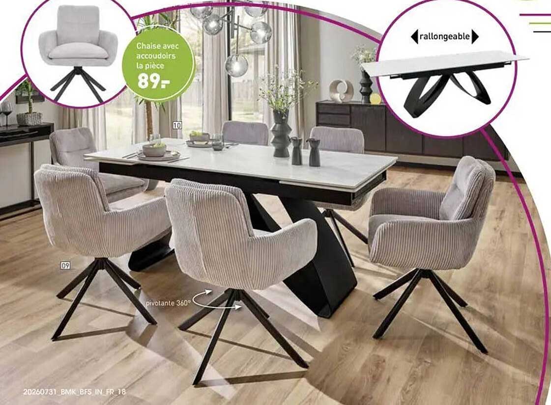 Chaise avec accoudoirs la pièce
