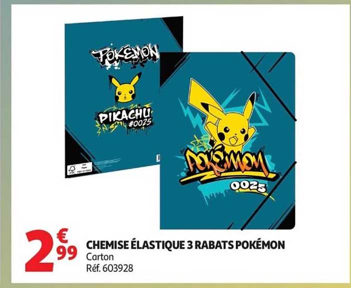 CHEMISE ÉLASTIQUE 3 RABATS POKÉMON