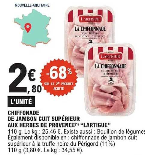 CHIFFONADE DE JAMBON CUIT SUPÉRIEUR AUX HERBES DE PROVENCE(1) “LARTIGUE”