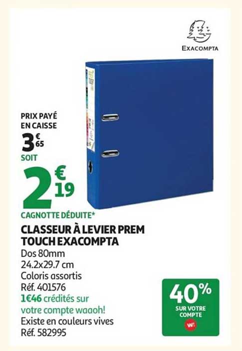 CLASSEUR À LEVIER PREM TOUCHE EXACOMPTA