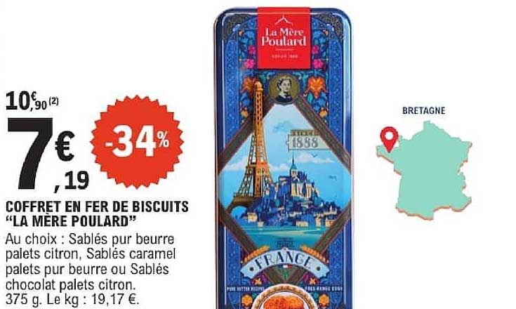COFFRET EN FER DE BISCUITS "LA MERE POULARD"