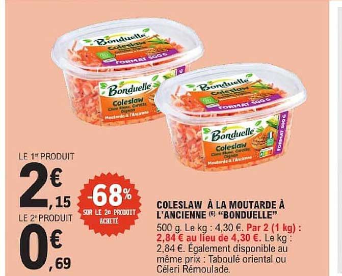 COLESLAW À LA MOUTARDE À L'ANCIENNE «BONDUELLE»