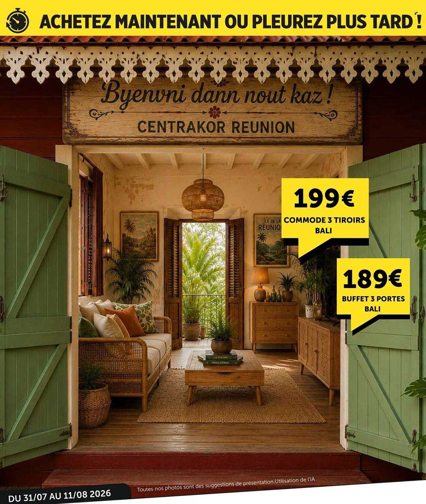 COMMODE 3 TIROIRS BALI