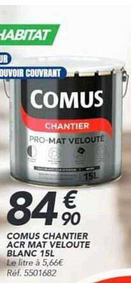 COMUS CHANTIER ACR MAT VELOUTE BLANC 15L