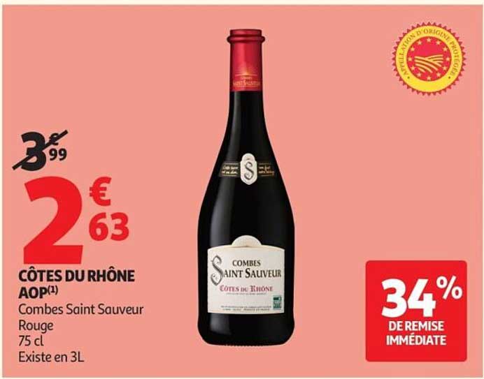 CÔTES DU RHÔNE AOP(1) Combes Saint Sauveur Rouge 75 cl Existe en 3L