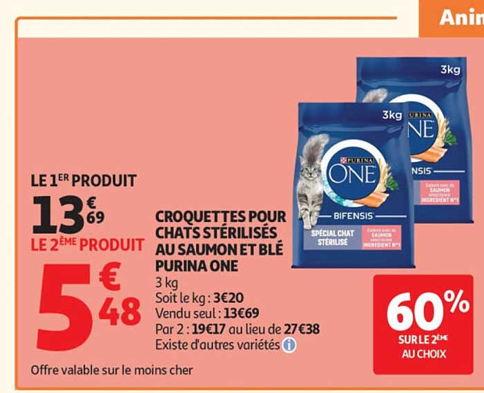CROQUETTES POUR CHATS STÉRILISÉS AU SAUMON ET BLÉ PURINA ONE