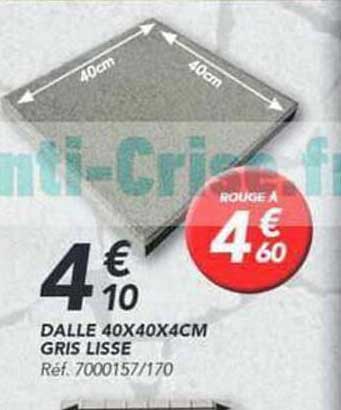 DALLE 40X40X4CM GRIS LISSE
