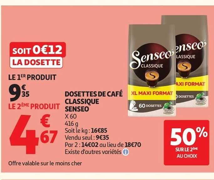DOSETTES DE CAFÉ CLASSIQUE SENSEO X 60 416 g