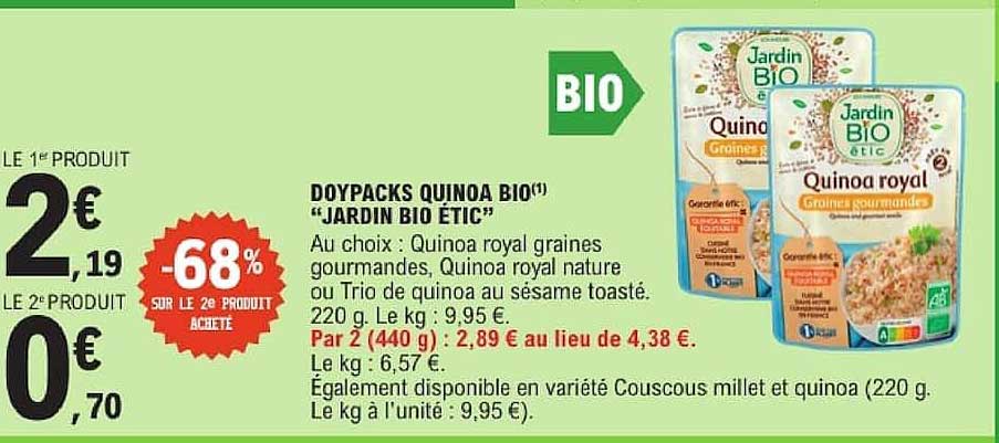 DOYPACKS QUINOA BIO "JARDIN BIO ÉTIC"