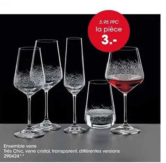 Ensemble verre Très Chic, verre cristal, transparent, différentes versions 290424