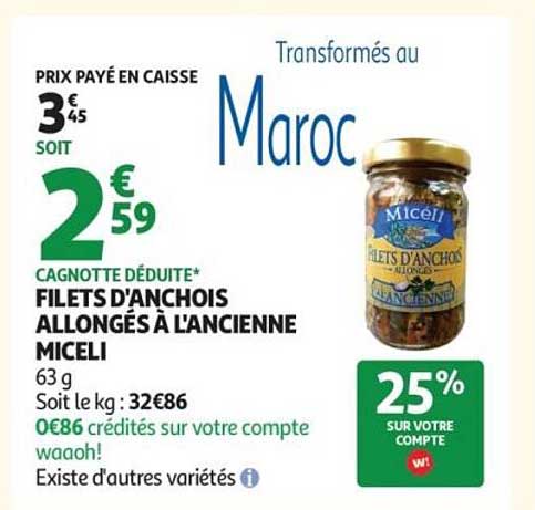 Filets d'anchois allongés à l'ancienne Miceli