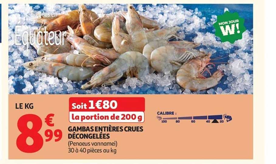 GAMBAS ENTIÈRES CRUES DÉCONGELÉES
