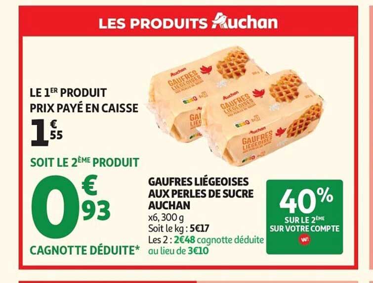 GAUFRES LIÉGEOISES AUX PERLES DE SUCRE AUCHAN