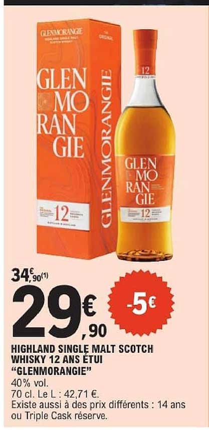 HIGHLAND SINGLE MALT SCOTCH WHISKY 12 ANS ÉTUI “GLENMORANGIE”