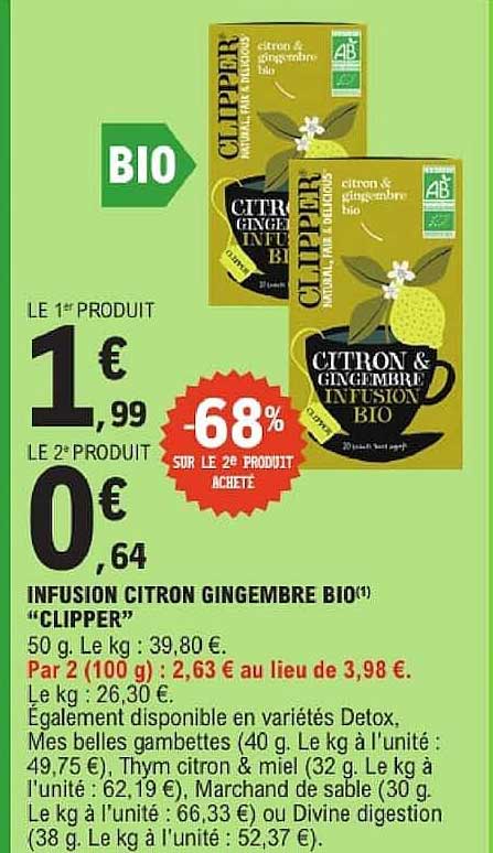 INFUSION CITRON GINGEMBRE BIO "CLIPPER"