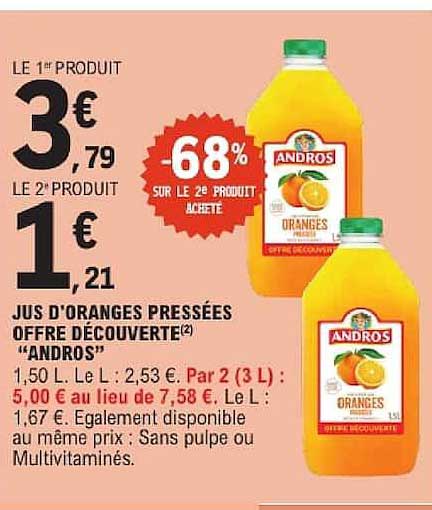 JUS D'ORANGES PRESSÉES OFFRE DÉCOUVERTE "ANDROS"