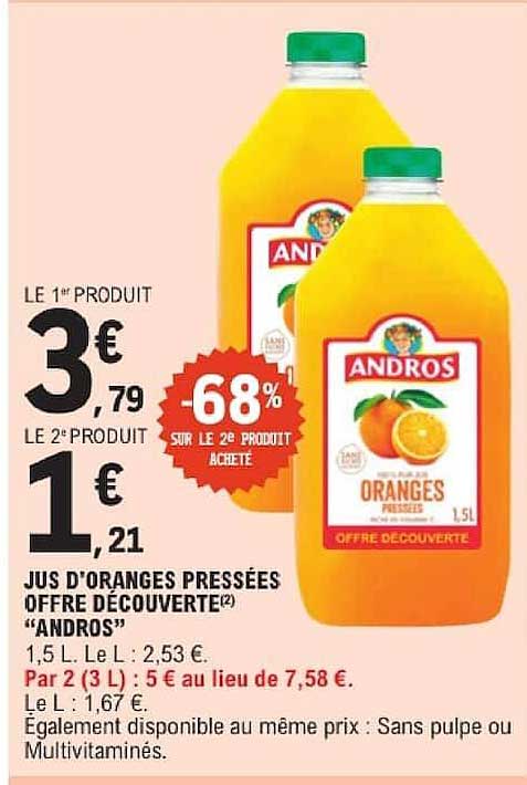 JUS D’ORANGES PRESSÉES OFFRE DÉCOUVERTE “ANDROS”