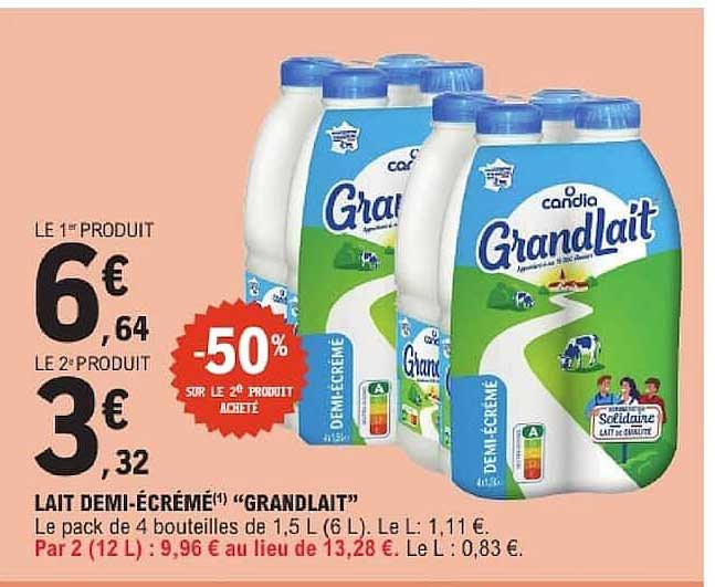 LAIT DEMI-ÉCRÉMÉ(1) “GRANDLAIT”